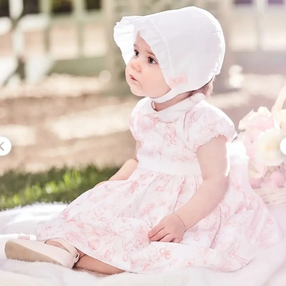 Janie and Jack Baby Crystal Rose Eyelet Ruffle Bonnet New with Tags!
